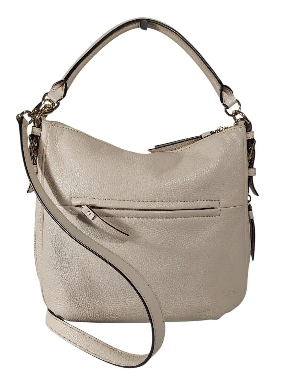 Kate Spade Cobble Hill Small Ella Hobo Bag Crossbody Strap Cream Pebbled Leather